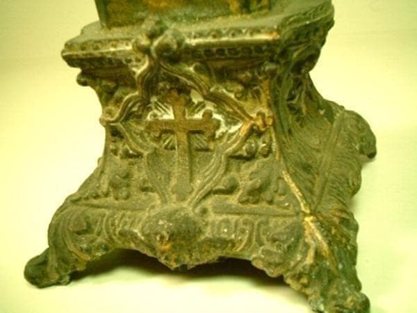 フランス アンティーク 聖心イエス像 台座付 20cm 御心像 19世紀頃