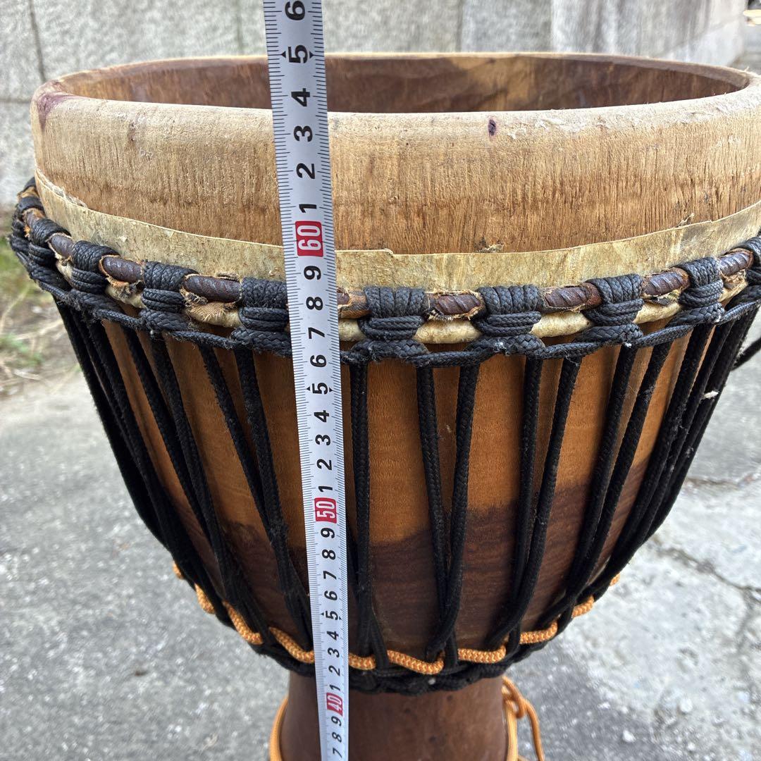 アフリカ 民族 打楽器 大型 ジャンベ ケース付き高さ63cm 打面32cm