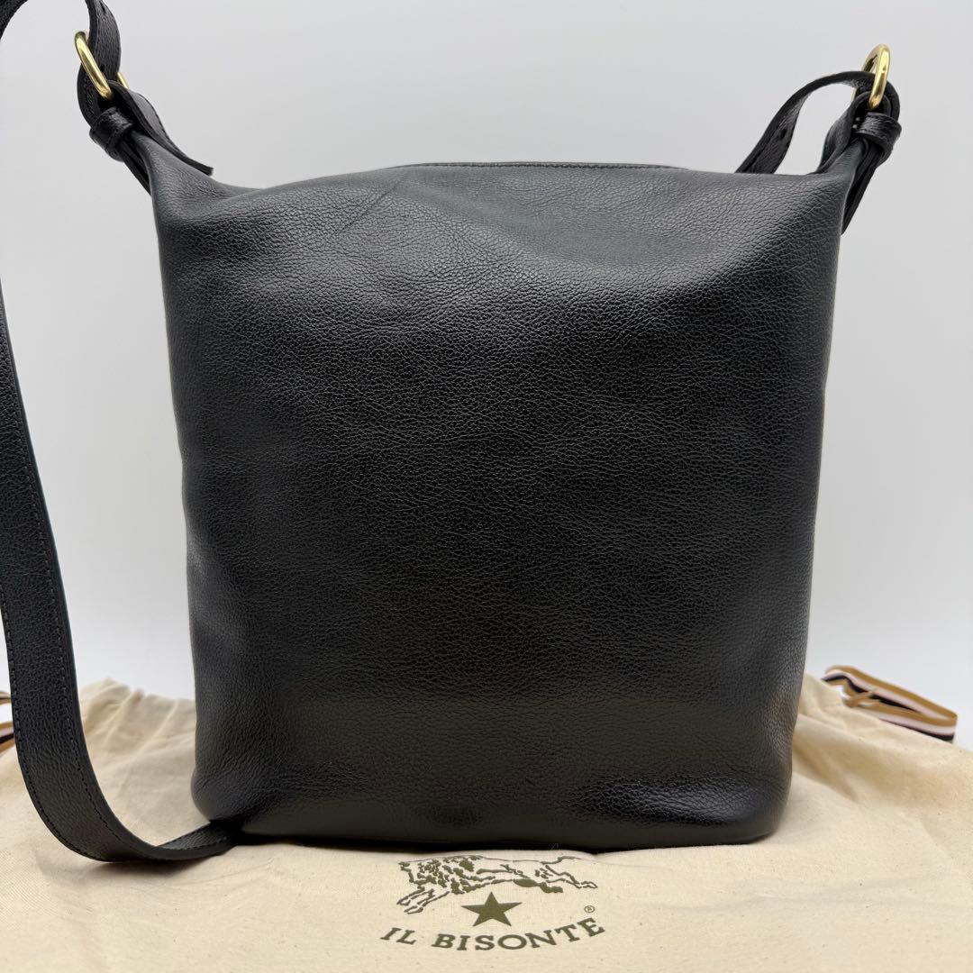 【未使用級】イルビゾンテ レザーショルダーバッグ バケツ ブラック 黒