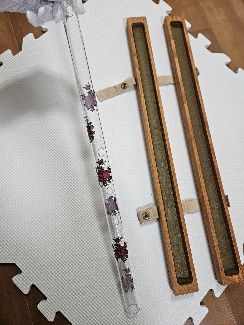 【希少品】HALL クリスタル フルート F管 460mm 木製ケース付き