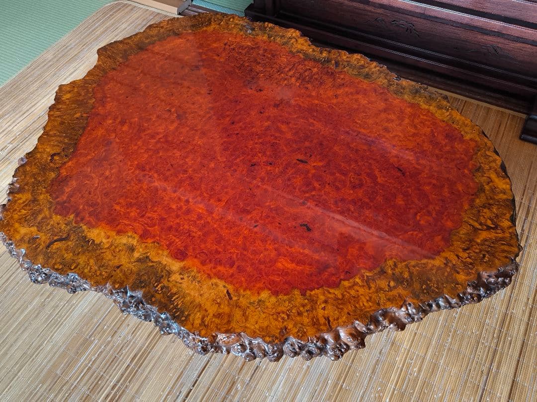 希少　花梨無垢材　一枚板　高級テーブル　美品　昭和レトロ　アンティーク