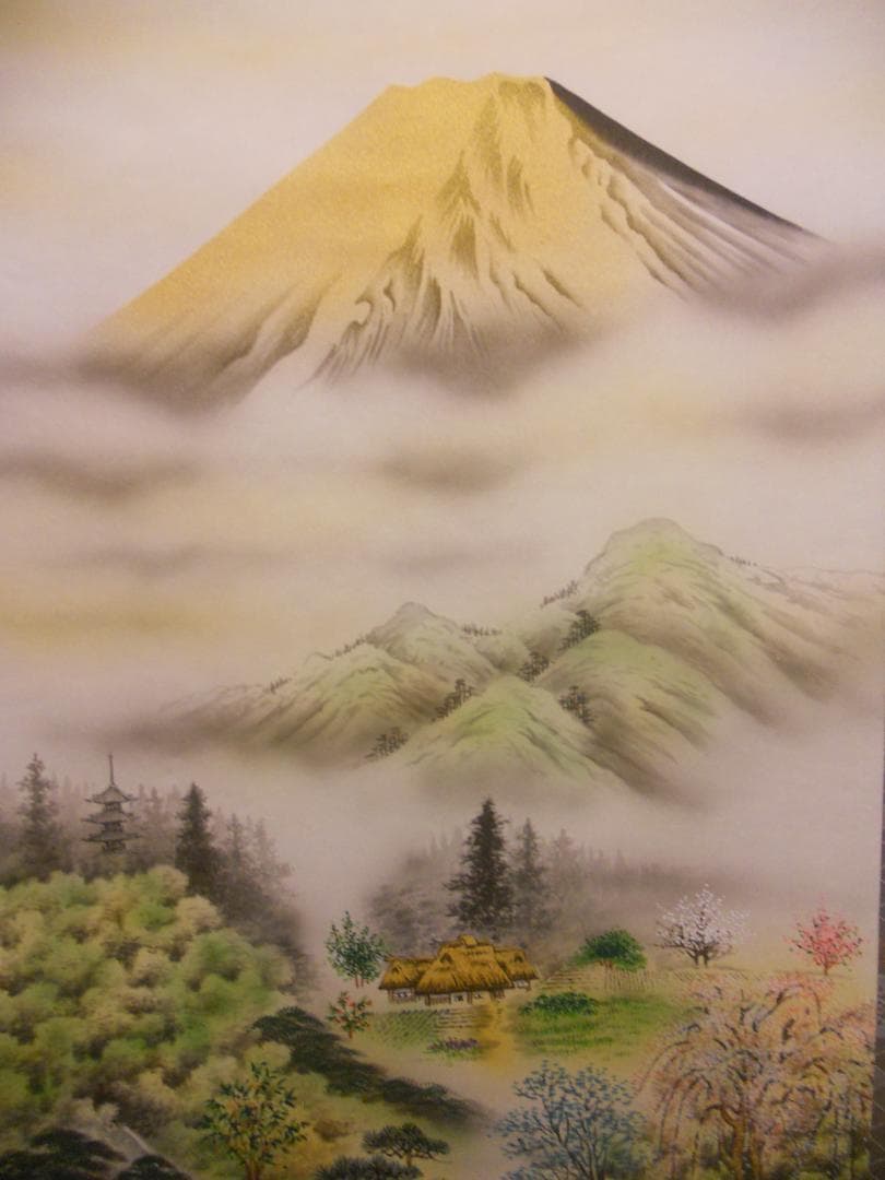 掛け軸 西村千里 作 天地人山水図 絹本 希少 軸装 茶道具 掛軸 美品 です。