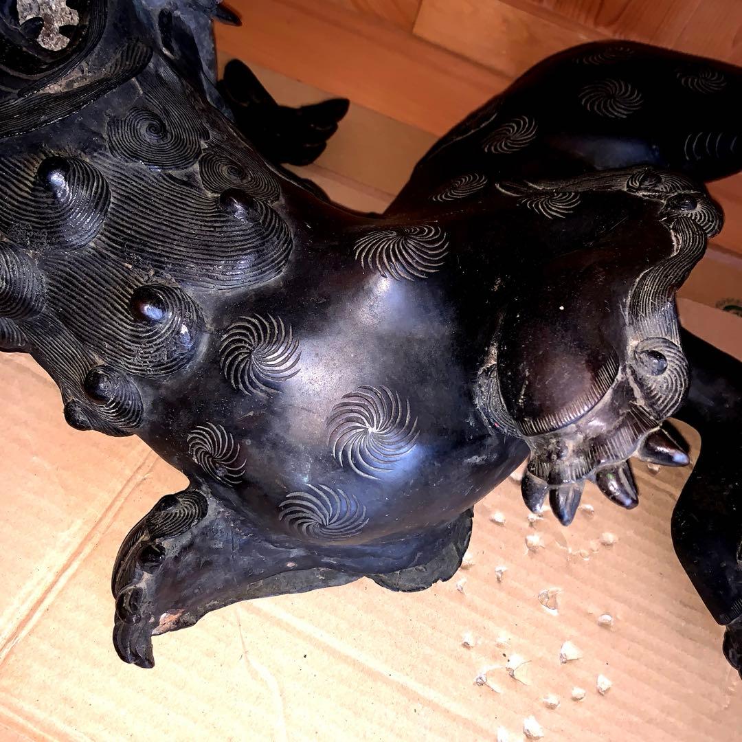アンティーク 鋳物 大型 玉獅子 香炉シーサー 約18kg 骨董品