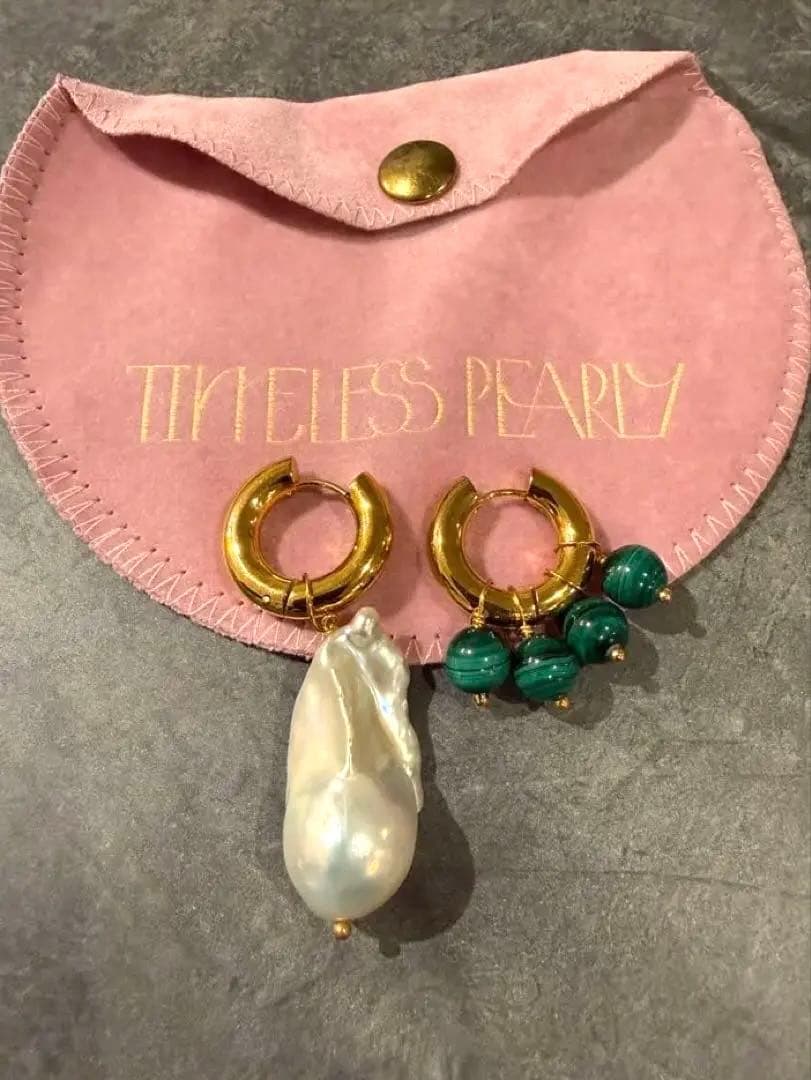 TimelessPearlyタイムレスパーティーブロックパールマラカイトピアス