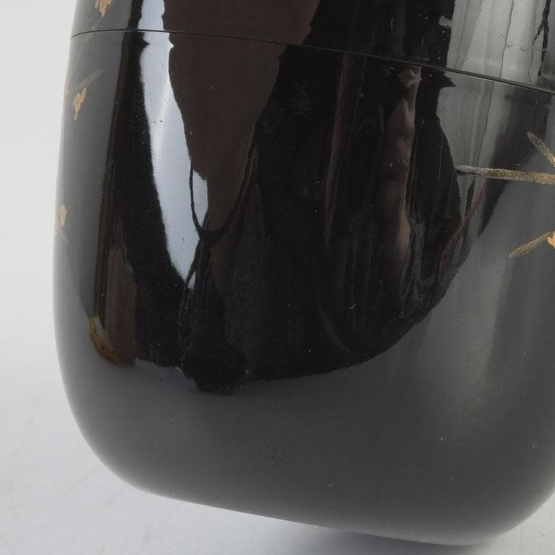 茶道具　加賀蒔絵師　中村宗尹作　梅月蒔絵　中棗　共箱　V　9638