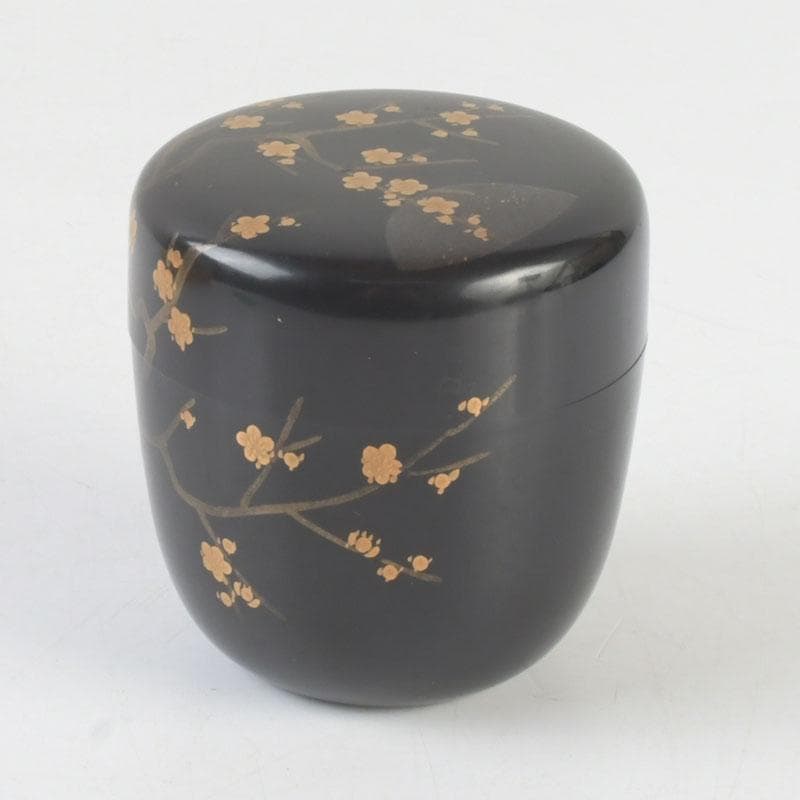 茶道具　加賀蒔絵師　中村宗尹作　梅月蒔絵　中棗　共箱　V　9638