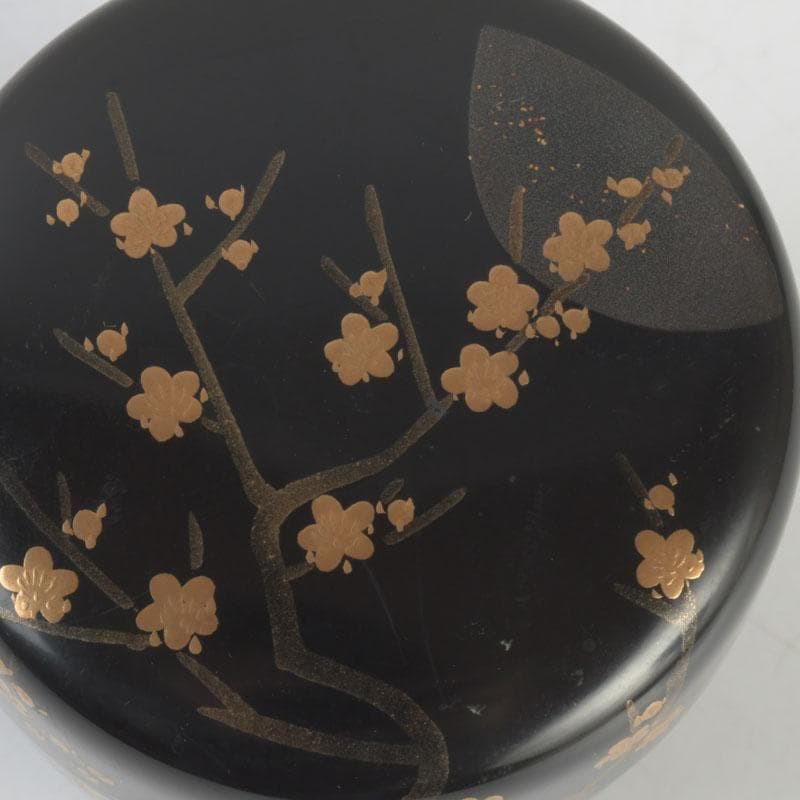 茶道具　加賀蒔絵師　中村宗尹作　梅月蒔絵　中棗　共箱　V　9638