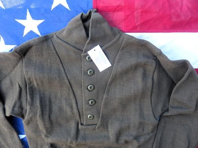 2004 デッド 米軍実物 ５ボタンセーター Ｍ DSPC ヘンリーネック 91