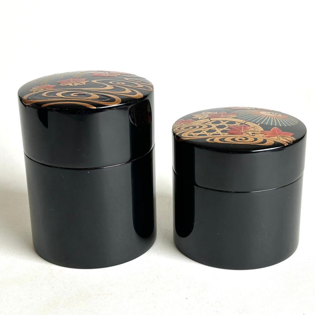 【美品.希少】漆器　茶筒　茶器　茶道具　木製　漆塗り　蒔絵　螺鈿 伝統工芸 小