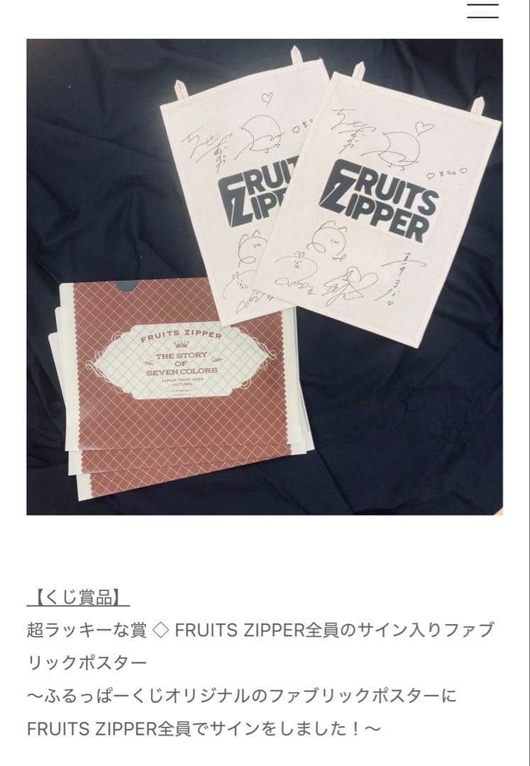 FRUITS ZIPPER 全メンバーサイン入りファブリックポスター