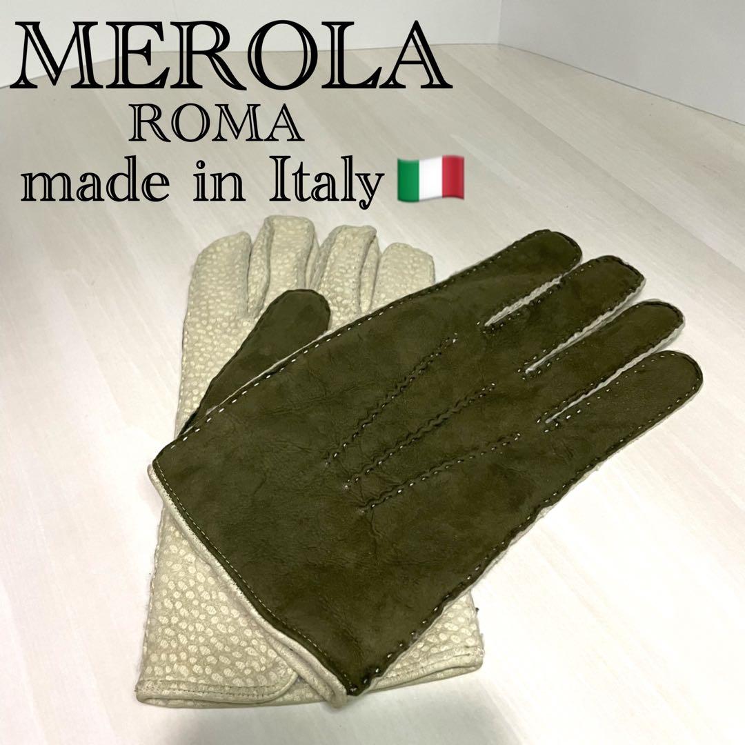 た*け様 メローラ☆メンズ 手袋☆カピバラレザー☆スエード☆カーキ☆ホワイト☆