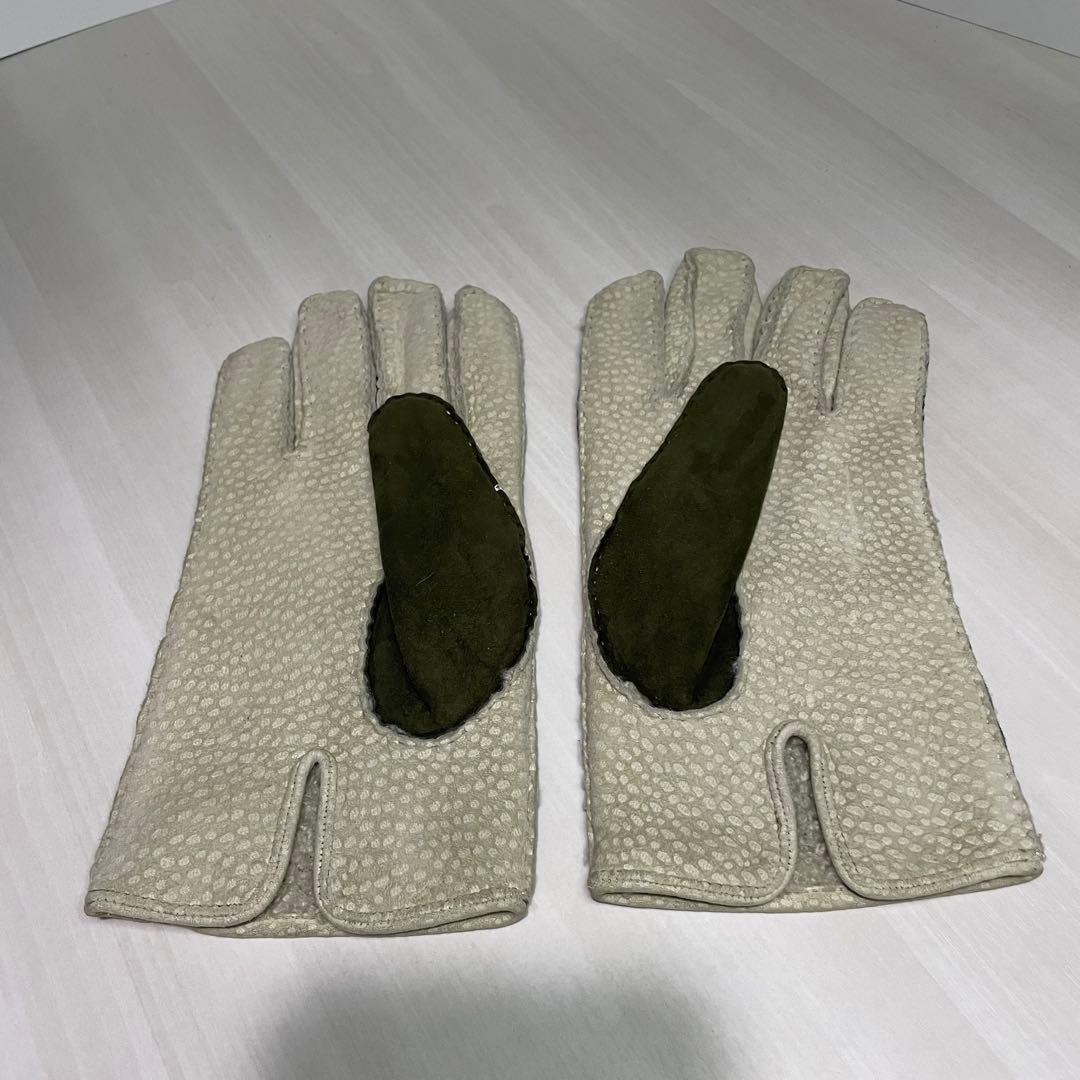 た*け様 メローラ☆メンズ 手袋☆カピバラレザー☆スエード☆カーキ☆ホワイト☆