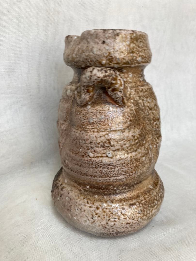 かな専用穴窯耳付花瓶花／信楽焼／瓶67