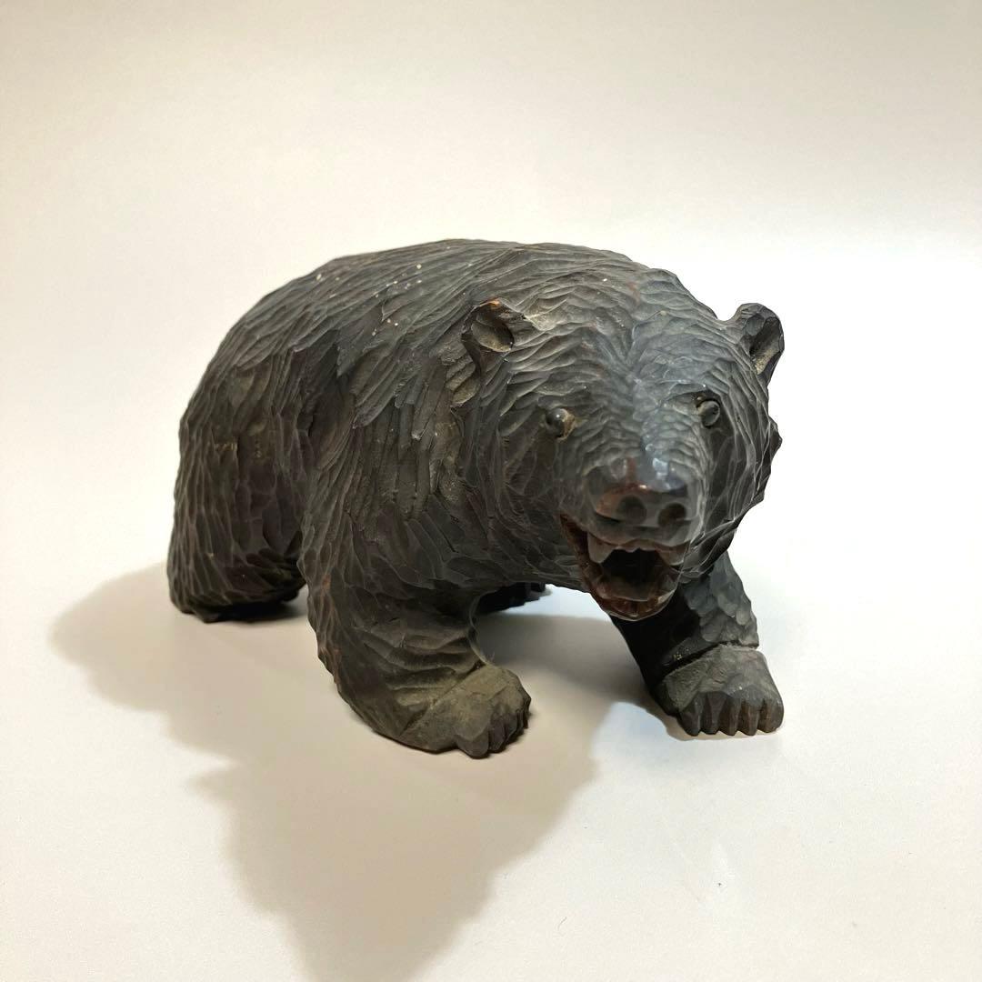 北海道　古作　木彫りの熊　ガラス目　木彫り熊　木彫熊　アイヌ　民芸　伝統工芸