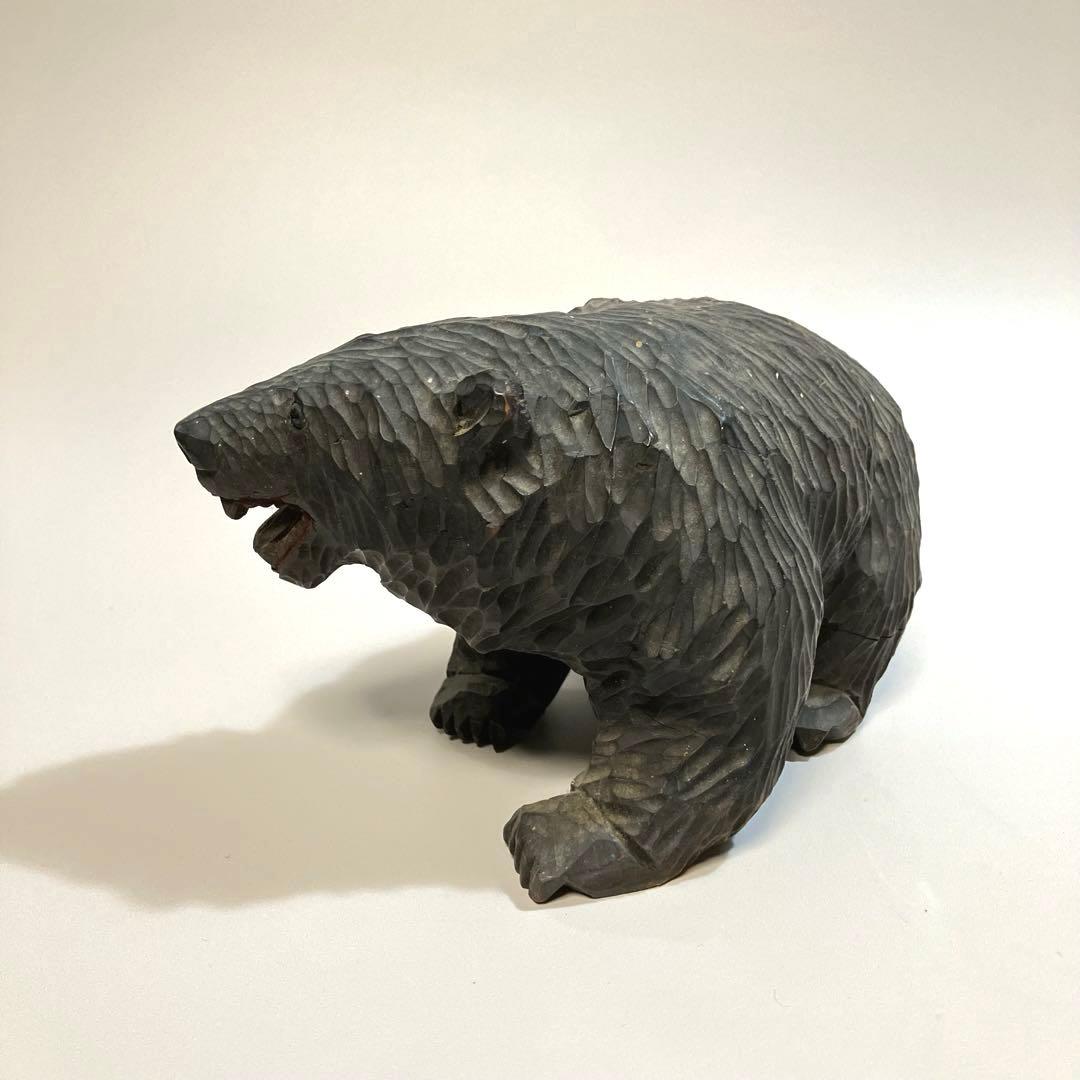 北海道　古作　木彫りの熊　ガラス目　木彫り熊　木彫熊　アイヌ　民芸　伝統工芸