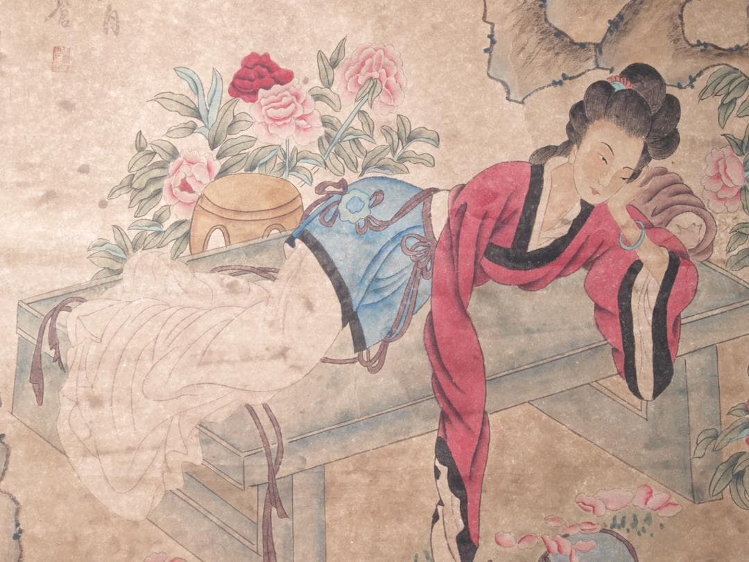 【骨董掛け軸】人物図 中国　清時代 肉筆保證 掛け軸 AK608A12-2