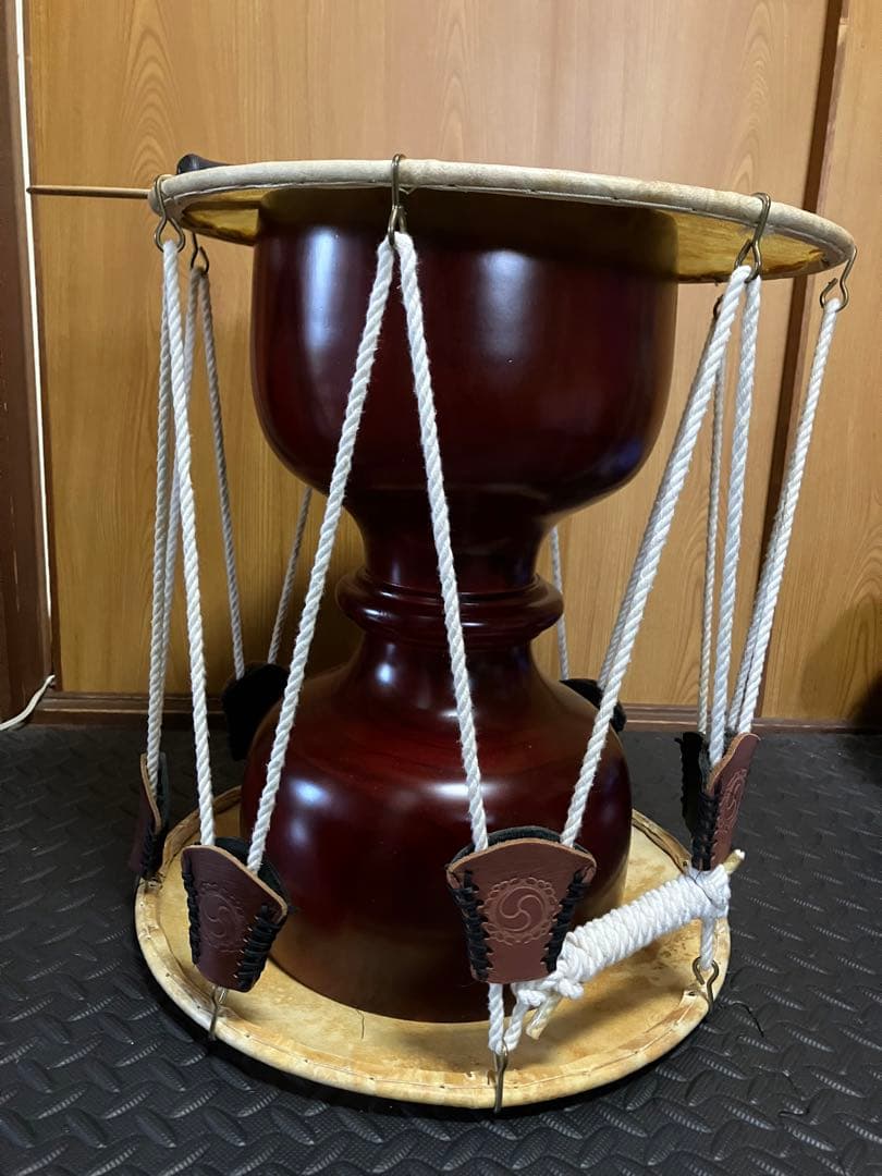 韓国太鼓　チャンゴ　チャング　ダークブラウン ケース　バチ付き