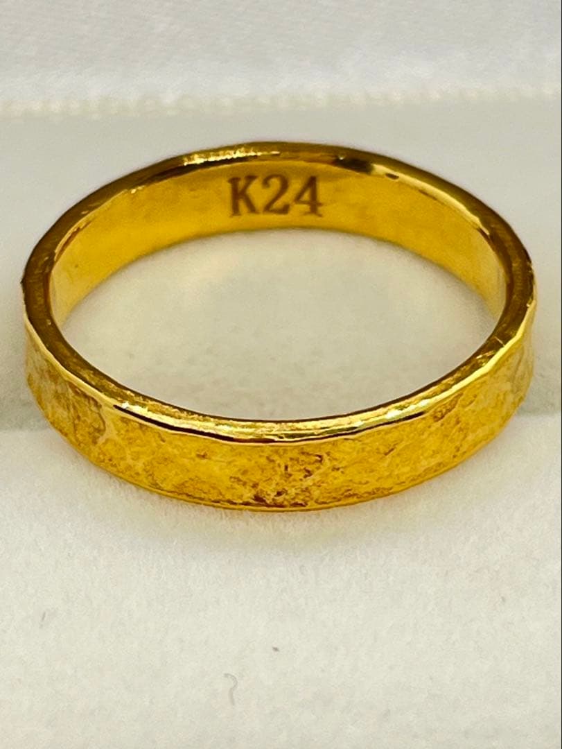 K24 純金 槌目リング 4.34g指輪 リング 刻印あり ハンドメイド