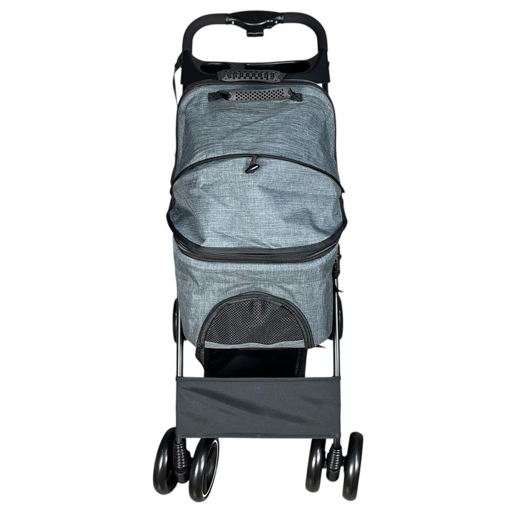 【新品】ペット用バギー 小型犬〜中型犬対応 折りたたみ式 取外可能 グレー