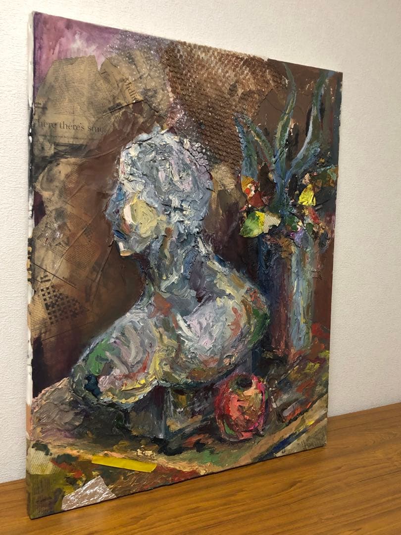 絵画　一点物　油絵30号　コラージュ　micchan￼作