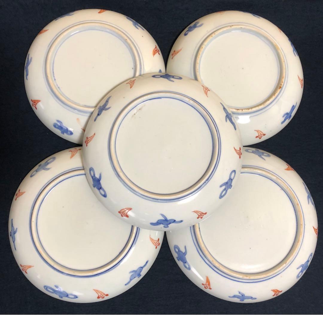 割引❗️《レ》伊万里 金彩色絵 中皿5客 6寸皿 取り皿　1f