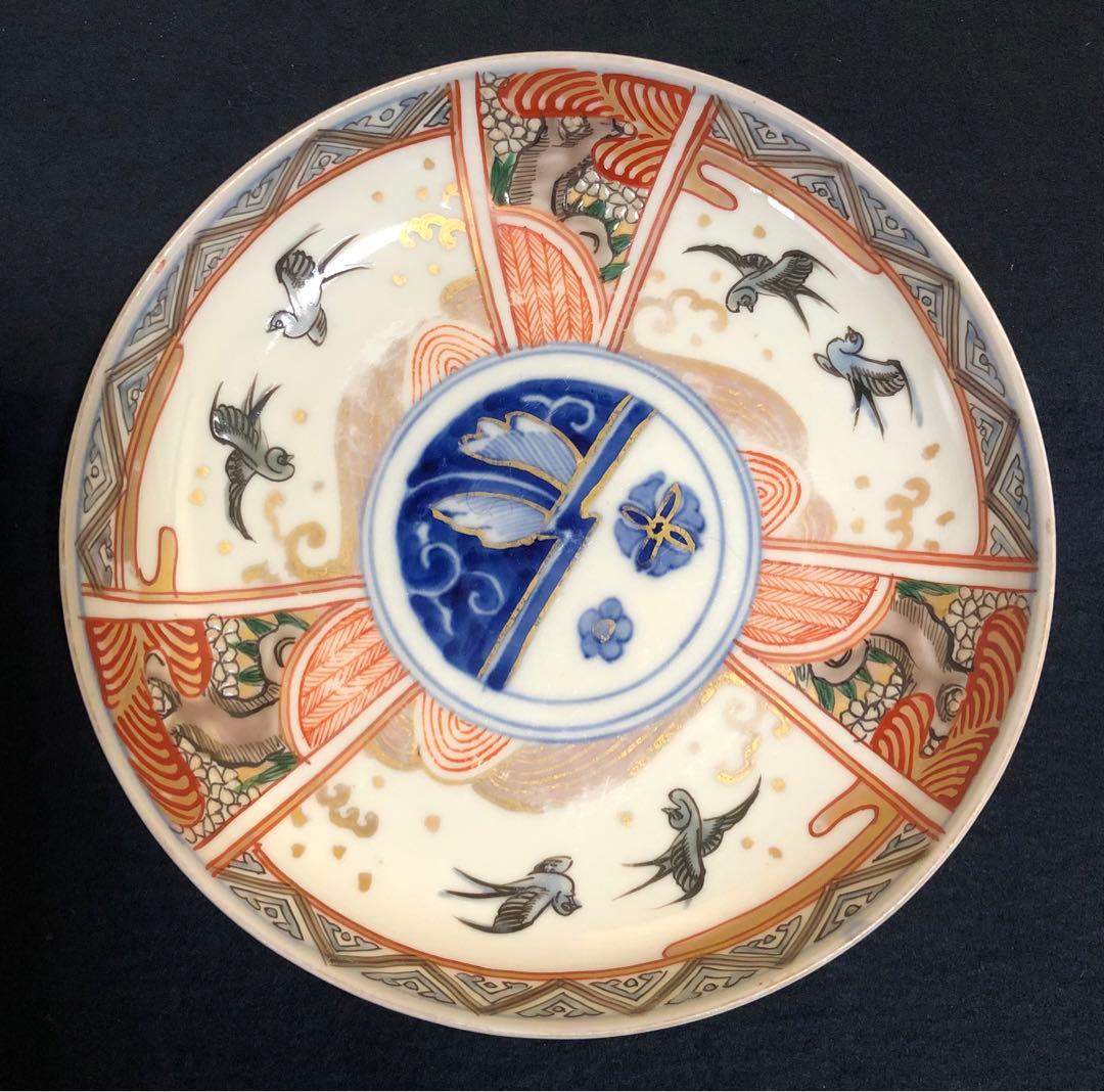 割引❗️《レ》伊万里 金彩色絵 中皿5客 6寸皿 取り皿　1f