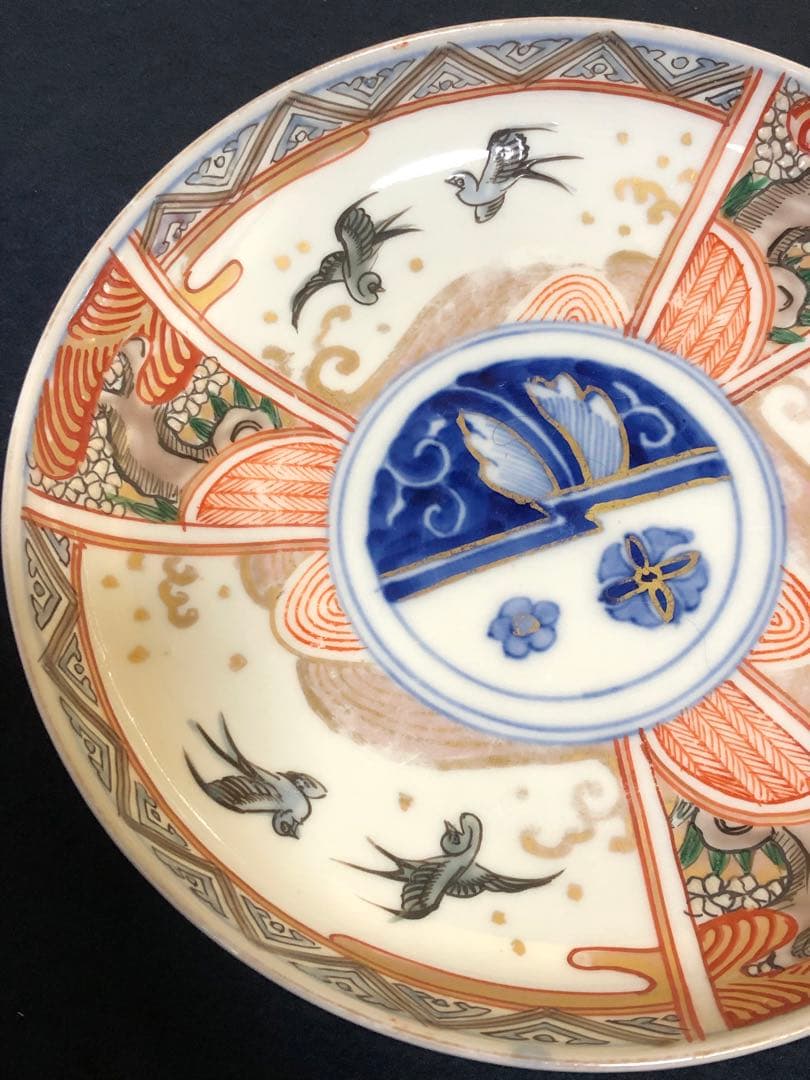 割引❗️《レ》伊万里 金彩色絵 中皿5客 6寸皿 取り皿　1f