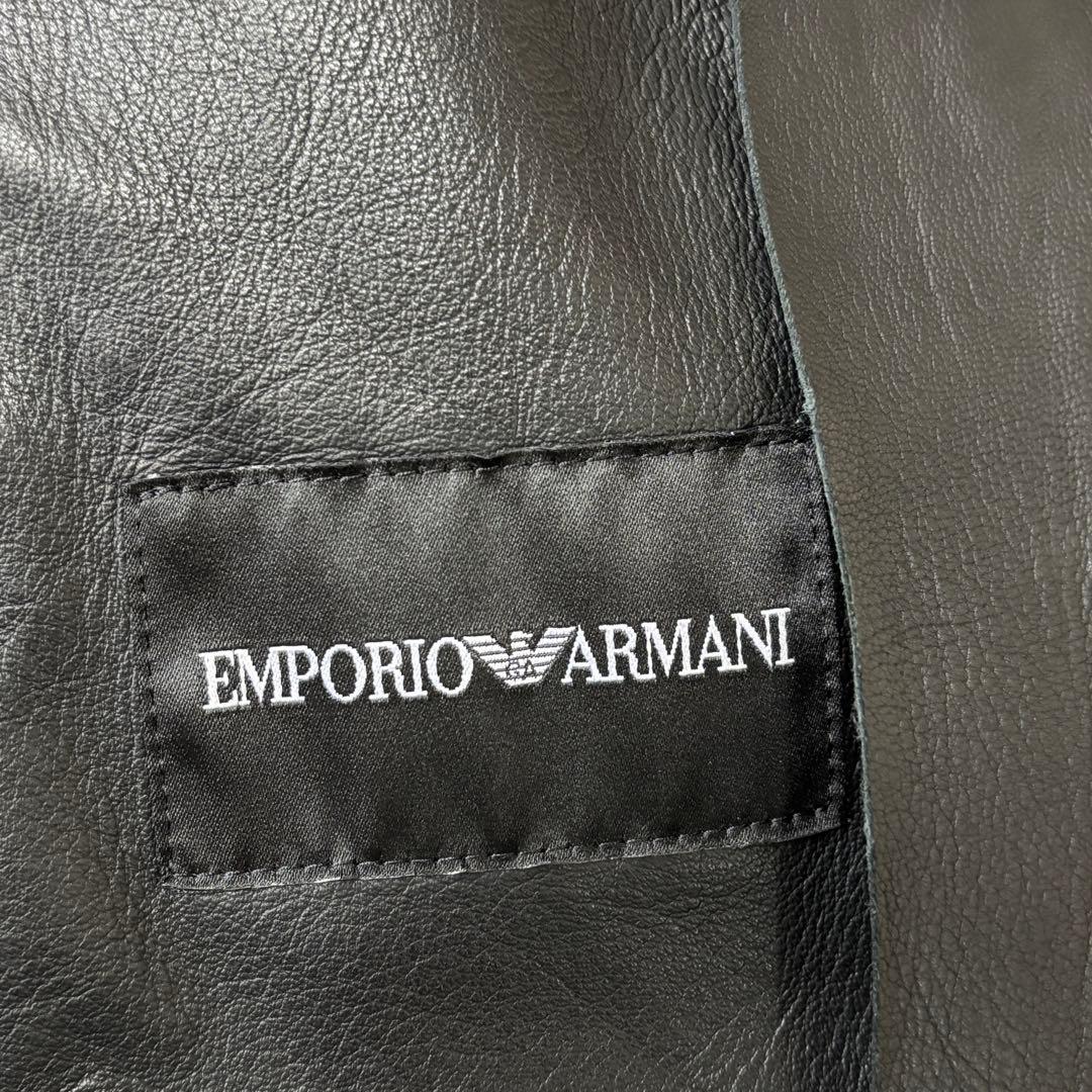 美品 エンポリオアルマーニ 黒タグ ラムレザージャケット ライダース シングル