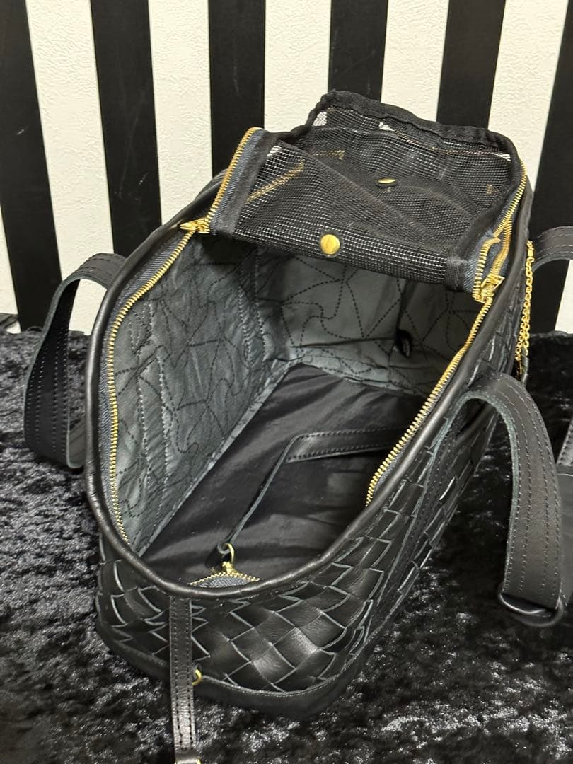メッシュレザーペットキャリーバッグ