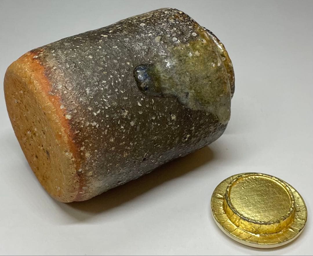 西尾陶山　信楽茶入　仕覆　朝倉間道　四方桟共箱　w443