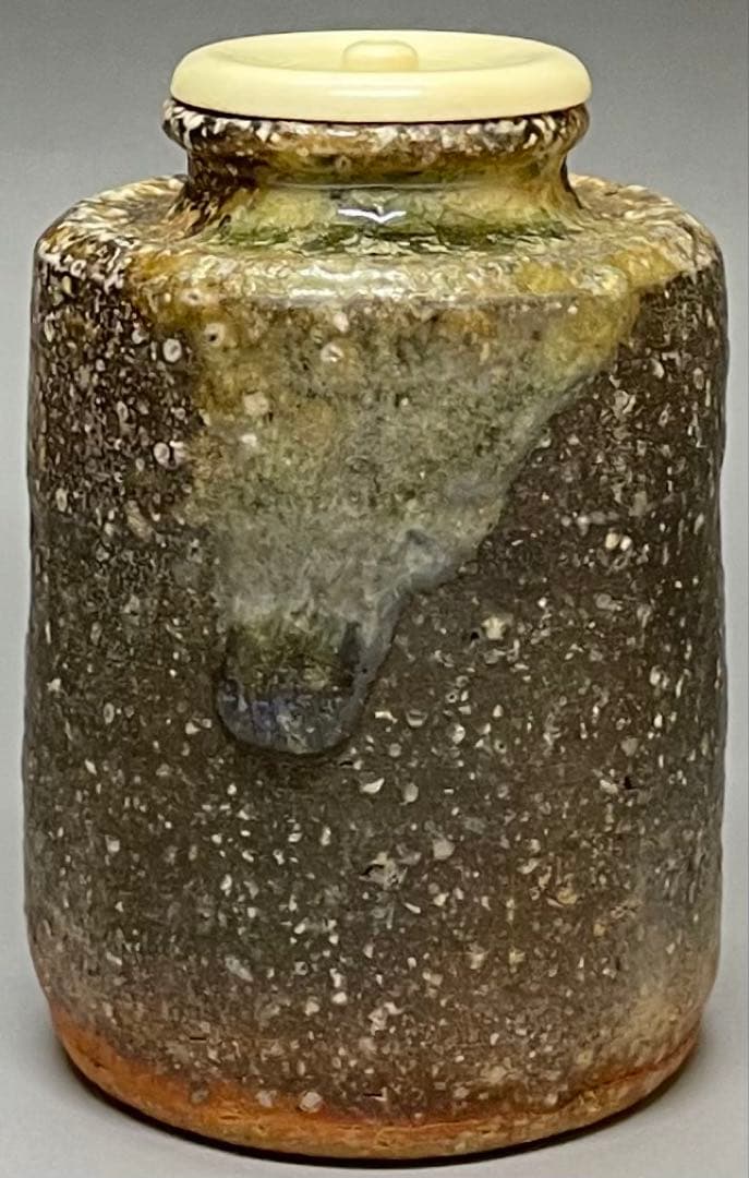 西尾陶山　信楽茶入　仕覆　朝倉間道　四方桟共箱　w443