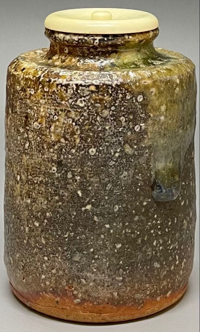 西尾陶山　信楽茶入　仕覆　朝倉間道　四方桟共箱　w443