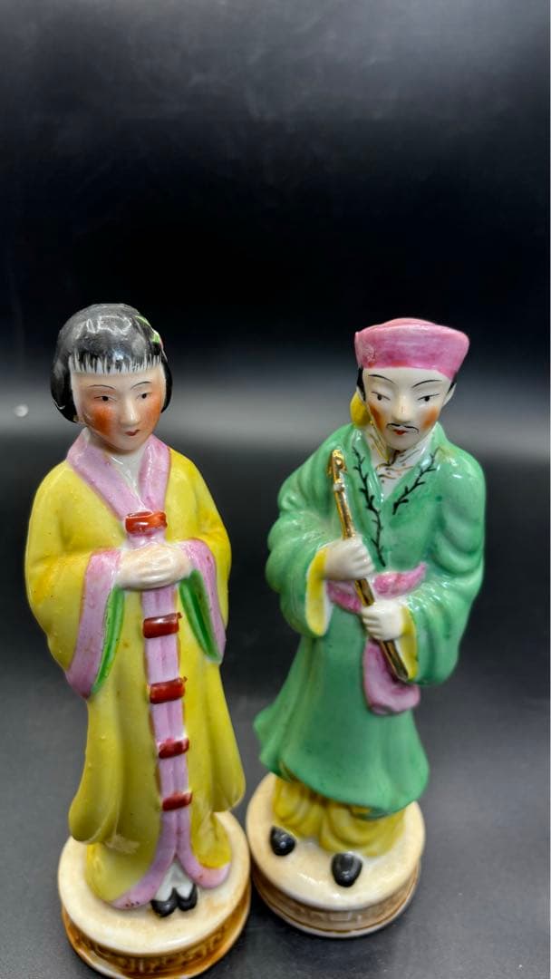 中国美術 古玩 色絵陶人形 陶器人形 高さ約20cm 置物 オブジェ 古董品