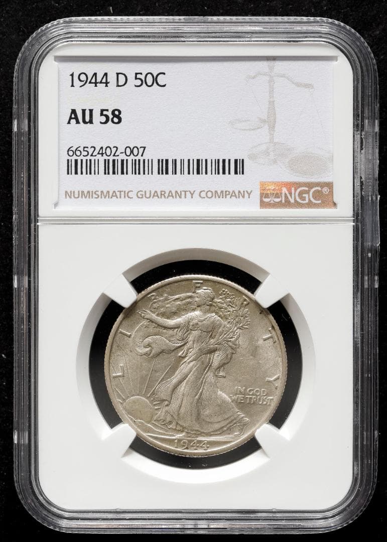 USA アメリカ 1944D NGC-AU58　50C ウォーキングリバティ