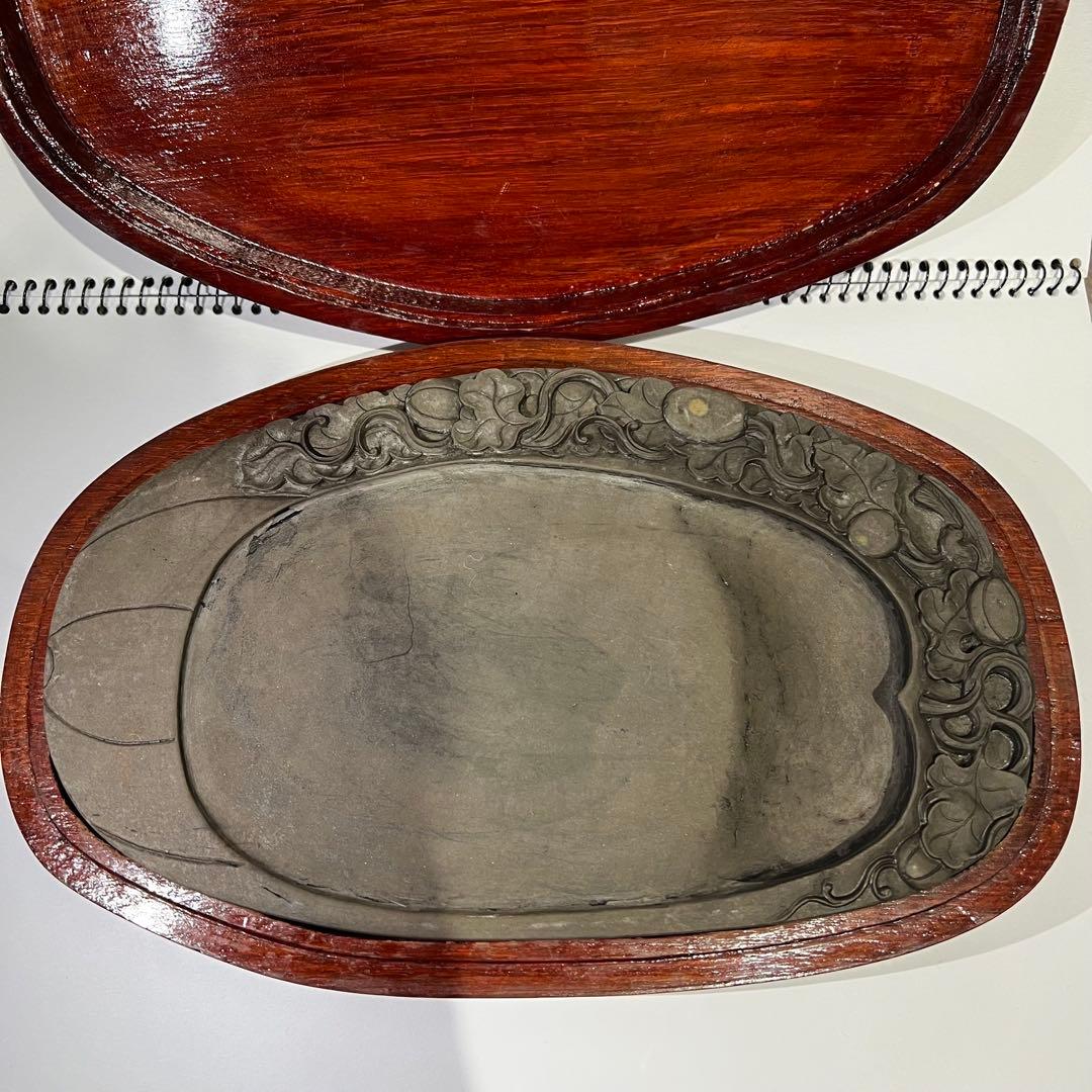 【超希少】　端渓硯　硯　スズリ　中国　骨董品　ヴィンテージ　蛍石　天然石　木箱入