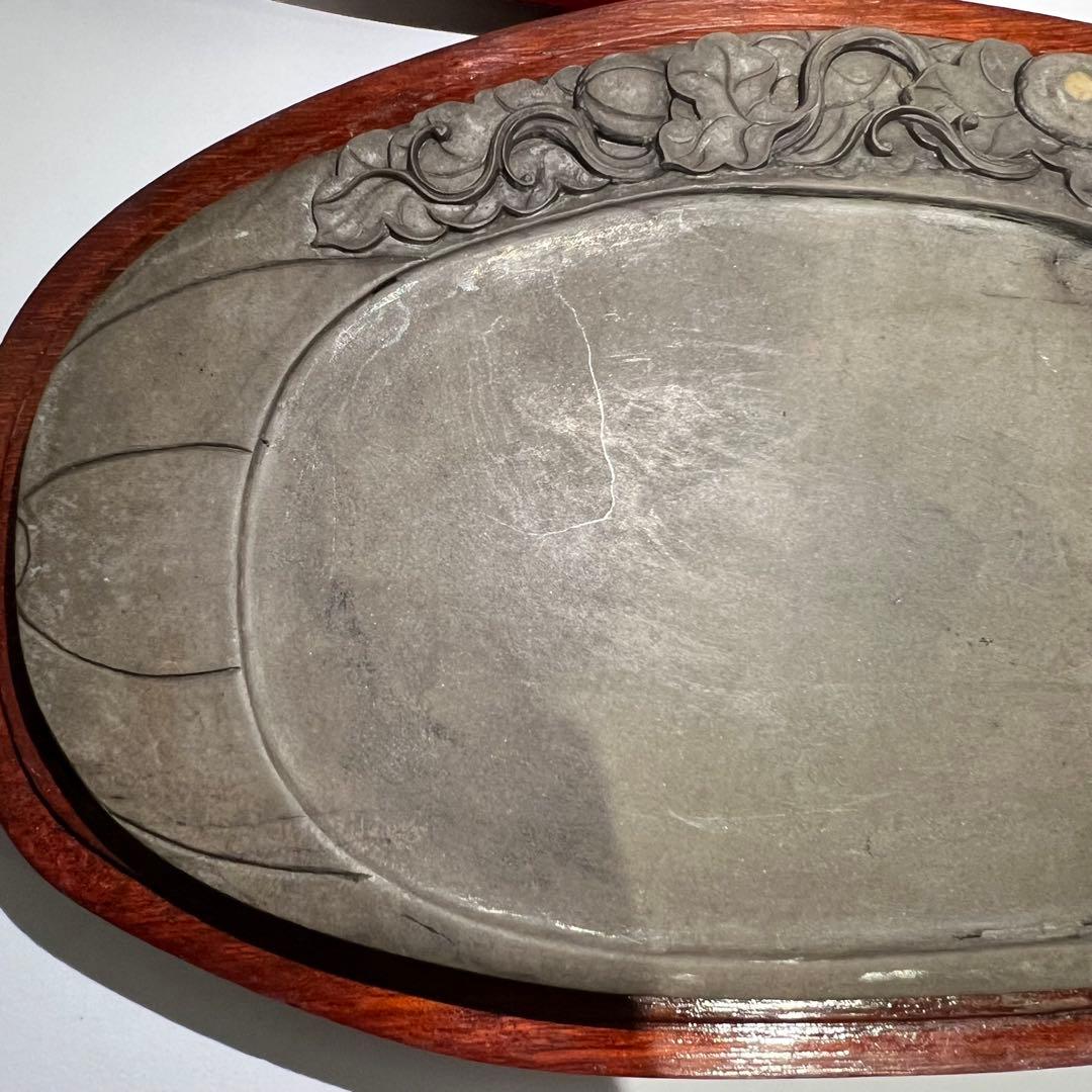 【超希少】　端渓硯　硯　スズリ　中国　骨董品　ヴィンテージ　蛍石　天然石　木箱入