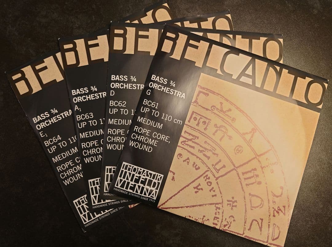 【新品未使用】コントラバス弦 オーケストラ弦 ベルカント 4弦セット