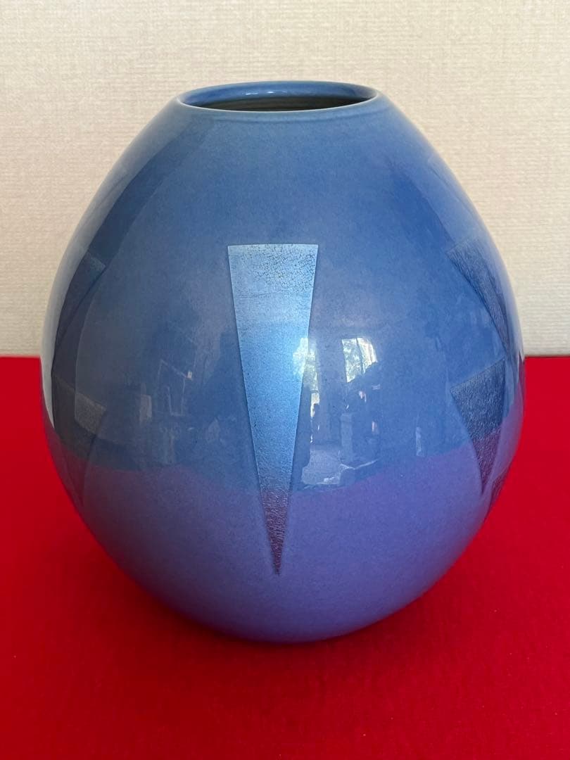 人間国宝内定 中田一於 淡青釉裏銀彩 花瓶 N48 日本工芸会正会員 九谷焼