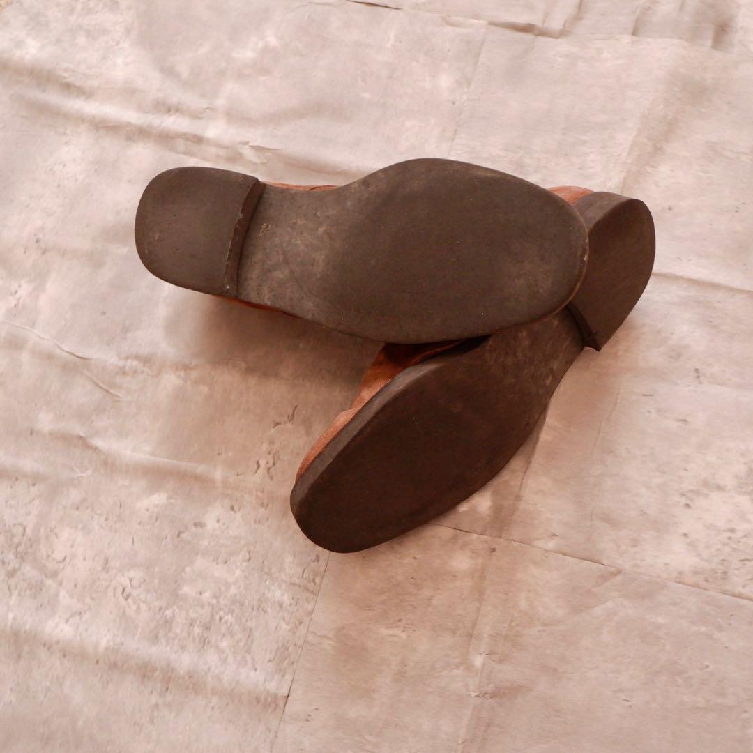 70s 80s ダブルモンク スエード 革靴 バックル フランス 26.5