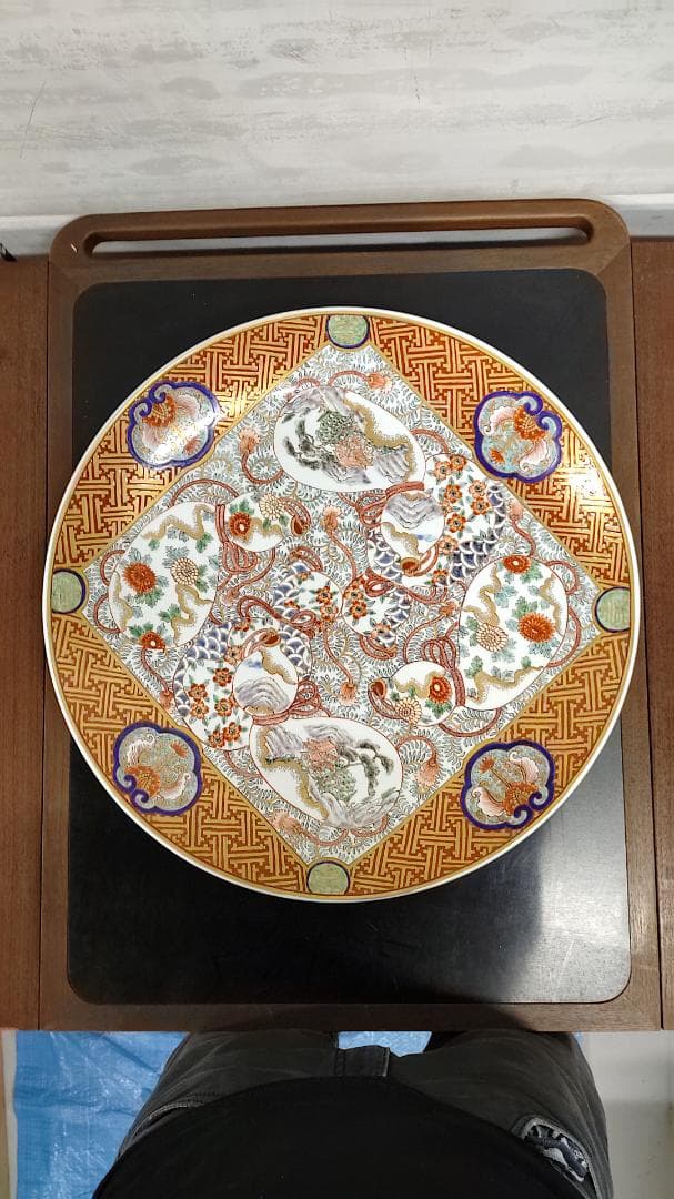 【アンティーク】有田焼 視行窯 極上赤絵 　絵皿　置物 伊万里 古玩