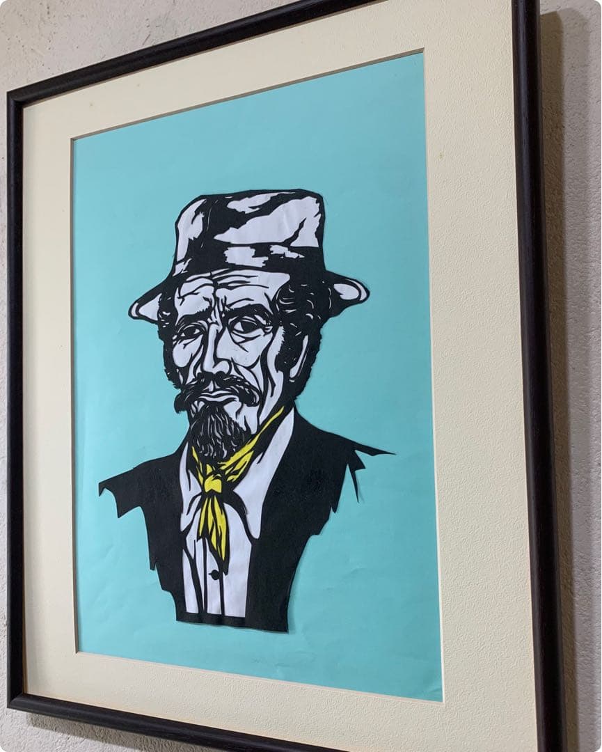 絵画　切り絵　現代アート　谷村篤秀作　人物画　一点物