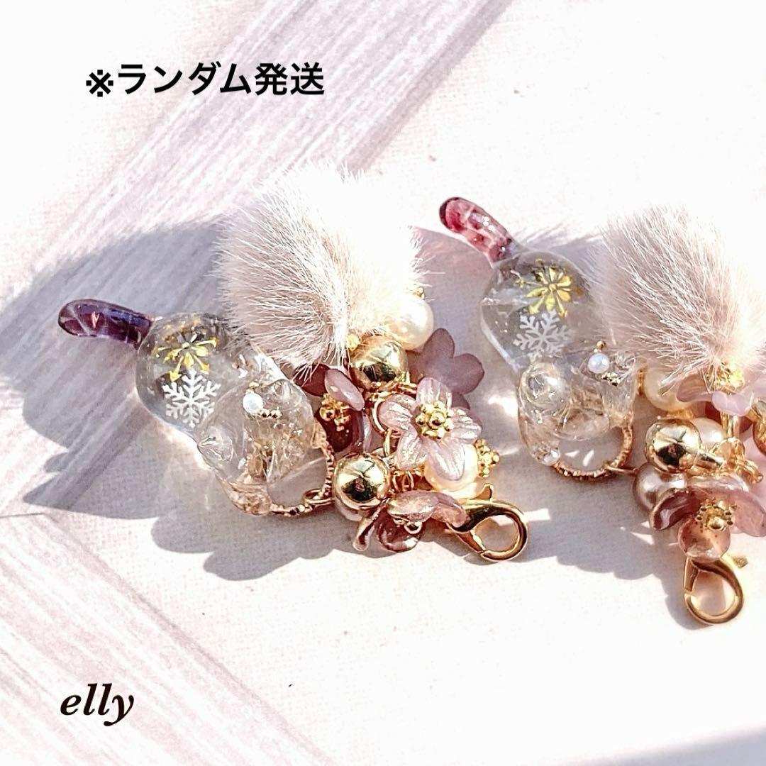 【ゼロ様】1593.天然石　タイガーアイ　雪の結晶　じゃれ猫　レジン　チャーム