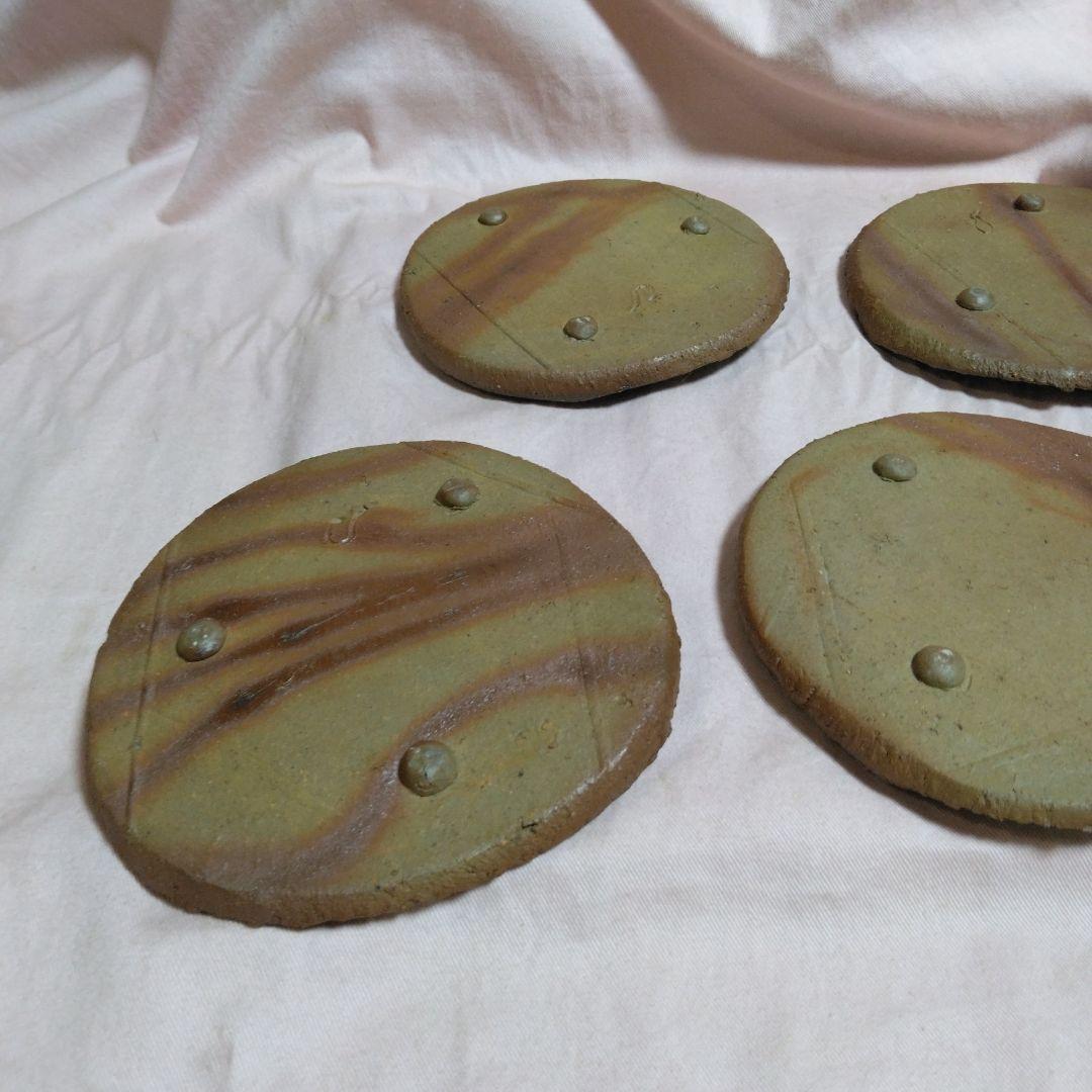 備前焼　松嶋勉　組皿揃　三つ脚