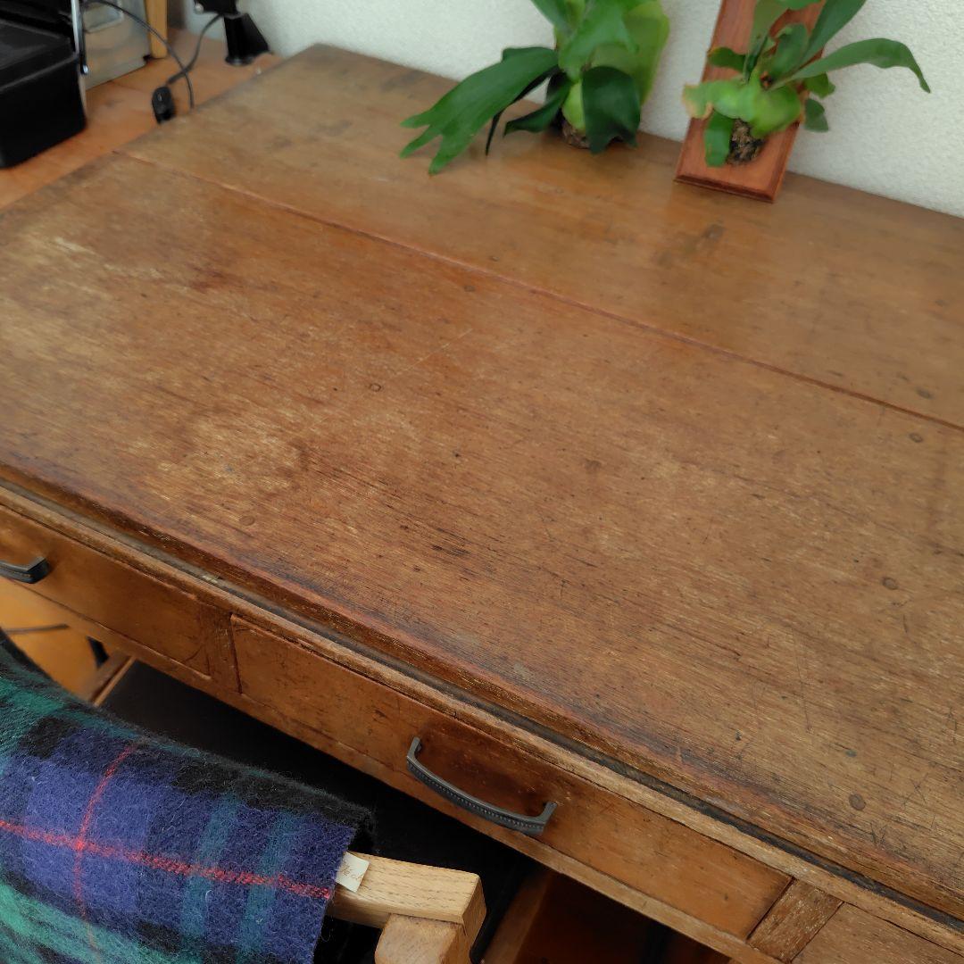アンティークヴィンテージ木製片袖机昭和レトロ