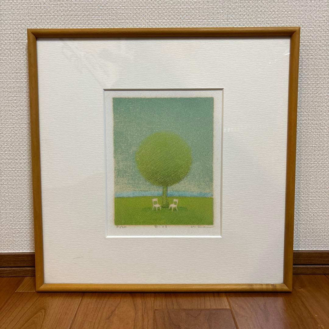 府川誠　白いイス版画 リトグラフ　81/200