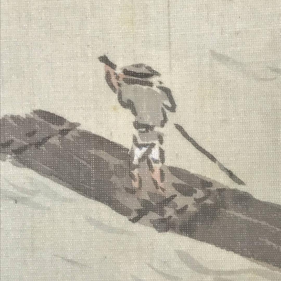 【真作】直文/山水筏下り図/山水図/掛軸☆宝船☆AB-551