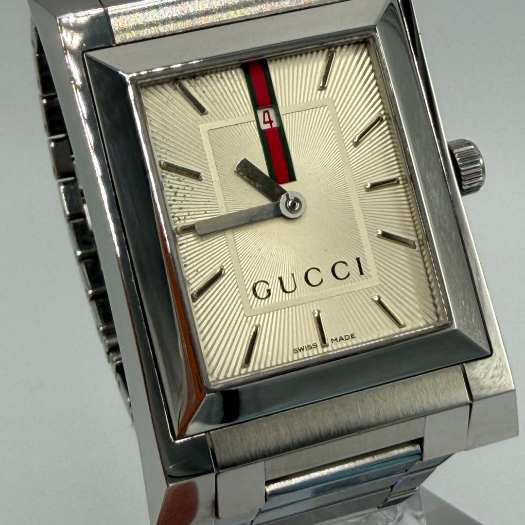 可動品 グッチ GUCCI 腕時計 111M スクエア メンズ シェリーライン