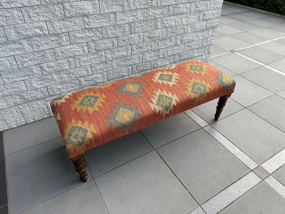 Ne WORKS キリム刺繍 木製脚ベンチスツール