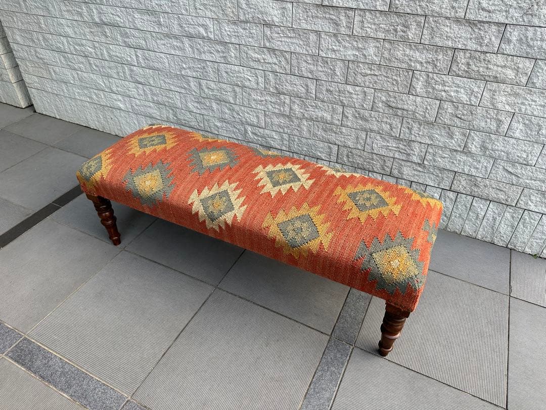 Ne WORKS キリム刺繍 木製脚ベンチスツール