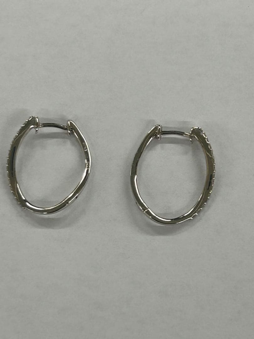 極美品 k18WG 中折れピアス ダイヤモンドピアス